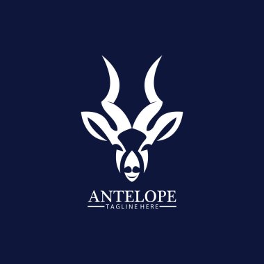 Antilop baş logo vektör çizim şablonu