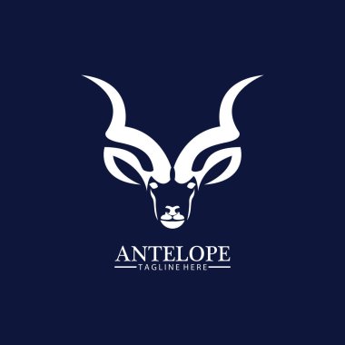 Antilop baş logo vektör çizim şablonu