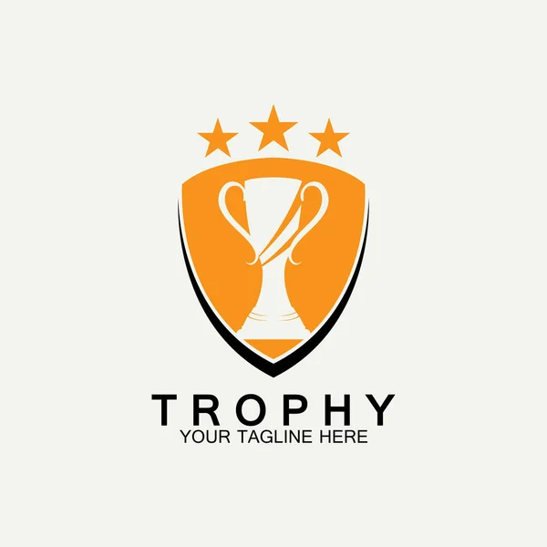 Trophy Vektor Logo Icon Champions Trophäe Logo Symbol Für Winner — Stockvektor