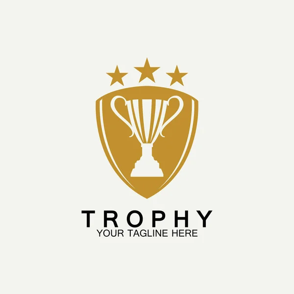 Trophy Vektor Logo Icon Champions Trophäe Logo Symbol Für Winner — Stockvektor