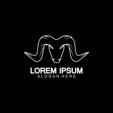 Rams keçi başı logo ikonu tasarım vektör illüstrasyonu