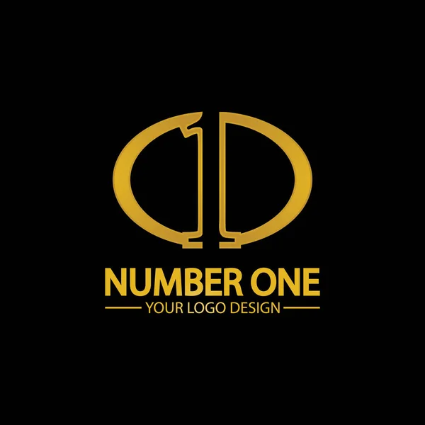 Golden Number One Logo Vektor Ikon Desain Ilustrasi Latar Belakang - Stok Vektor