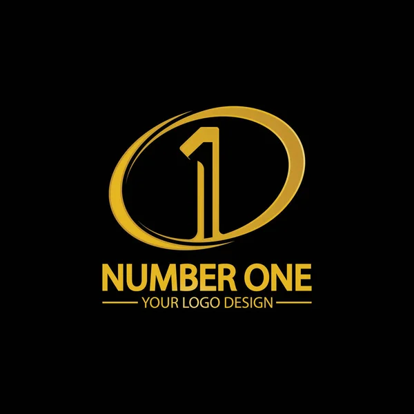 Golden Number One Logo Pictogram Vector Illustratie Ontwerp Geïsoleerde Zwarte — Stockvector