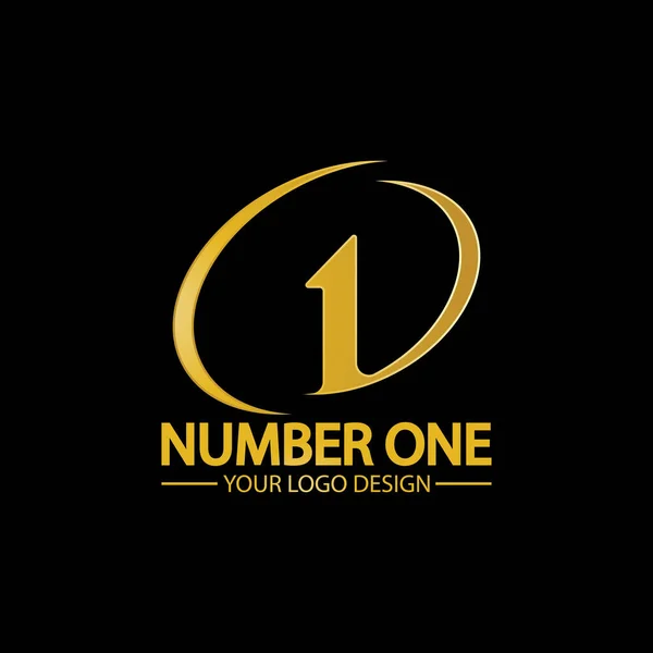 Золотой Логотип Номер Один Иконка Векторной Иллюстрации Дизайн Изолированный Черный — стоковый вектор