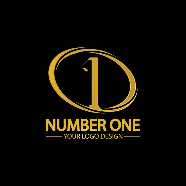 Golden Nummer Ett Logotyp Ikon Vektor Illustration Design Isolerad Svart — Stock vektor