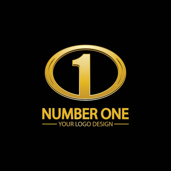 Golden Number One Logo Pictogram Vector Illustratie Ontwerp Geïsoleerde Zwarte — Stockvector