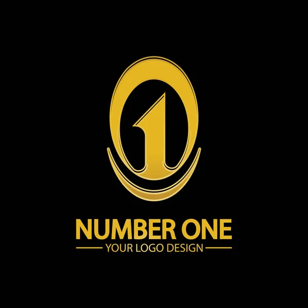 Golden Number One Logo Pictogram Vector Illustratie Ontwerp Geïsoleerde Zwarte — Stockvector