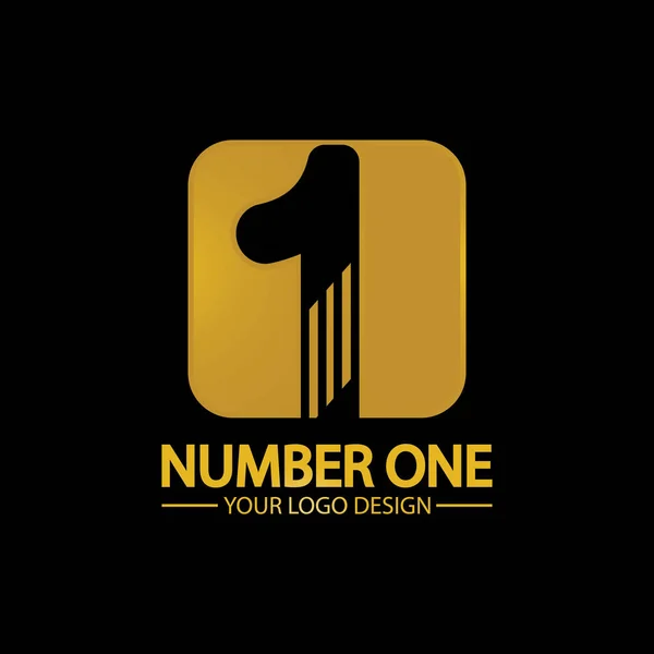 Golden Number One Logo Vektor Ikon Desain Ilustrasi Latar Belakang - Stok Vektor
