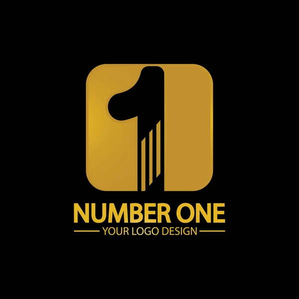 Golden Number One Logo Vektor Ilustrace Design Izolované Černé Pozadí — Stockový vektor