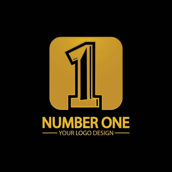 Golden Number One Logo Vektor Ikon Desain Ilustrasi Latar Belakang - Stok Vektor