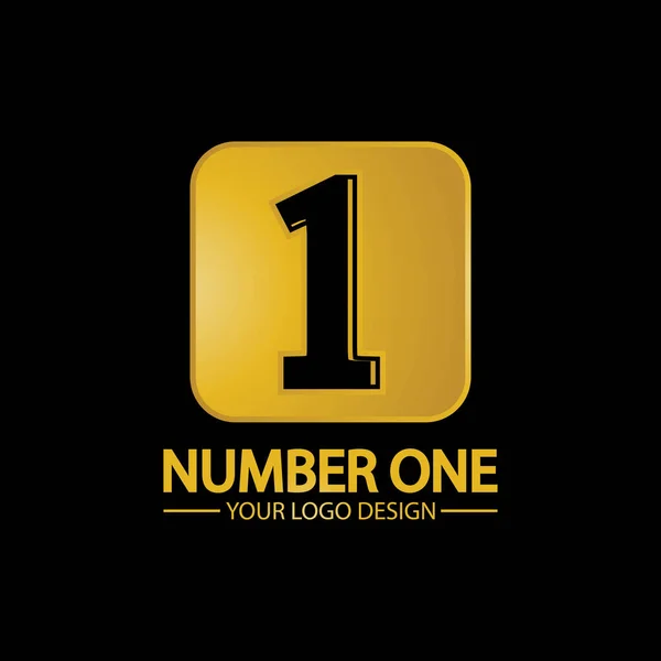 Golden Number One Logo Pictogram Vector Illustratie Ontwerp Geïsoleerde Zwarte — Stockvector