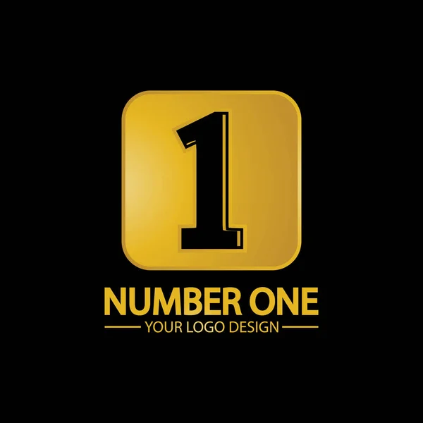 Golden Number One Logo Vektor Ikon Desain Ilustrasi Latar Belakang - Stok Vektor