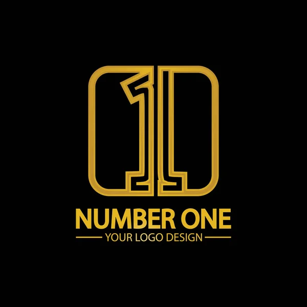 Golden Number One Logo Pictogram Vector Illustratie Ontwerp Geïsoleerde Zwarte — Stockvector