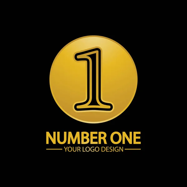 Número Dourado Logotipo Ícone Vetor Ilustração Design Isolado Fundo Preto — Vetor de Stock