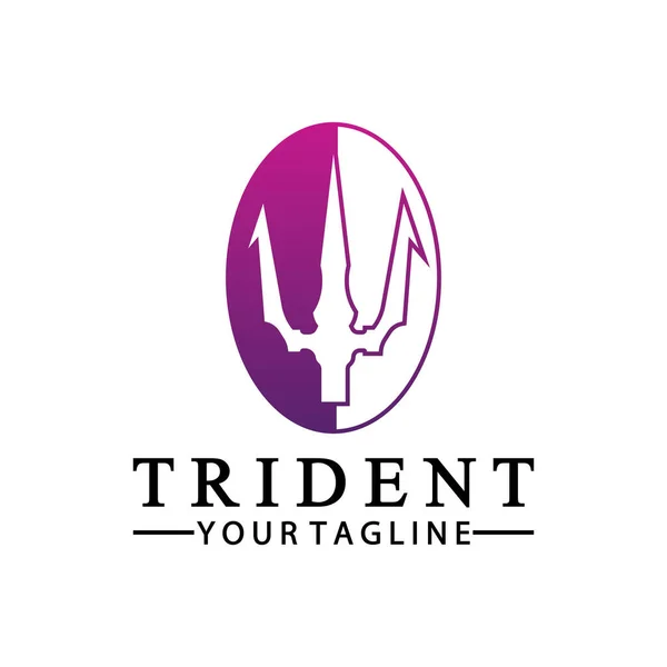 Lança Tridente Vintage Poseidon Neptune Deus Tritão Rei Logotipo Design — Vetor de Stock