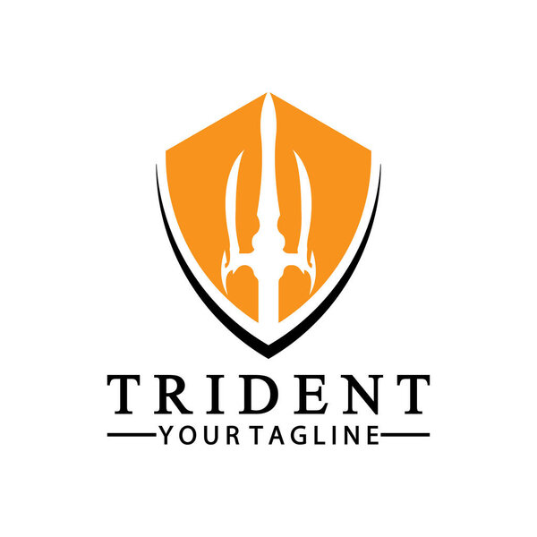 Vintage Trident Spear of Poseidon Neptune God Triton King logo design