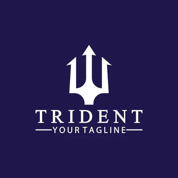 Lança Tridente Vintage Poseidon Neptune Deus Tritão Rei Logotipo Design — Vetor de Stock