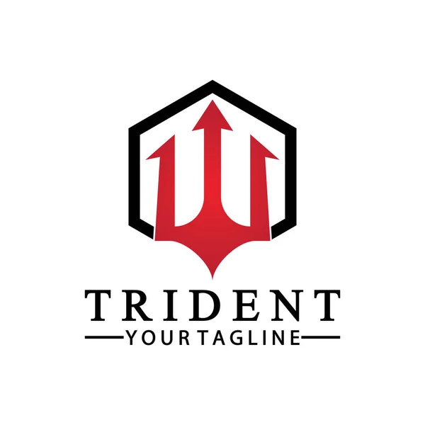 Vintage Trident Lanza Poseidón Neptuno Dios Tritón Rey Logo Diseño — Archivo Imágenes Vectoriales