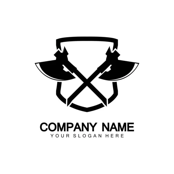 War Axe Logo War Axe Executioner Axe Viking Battle Axe — Stock Vector