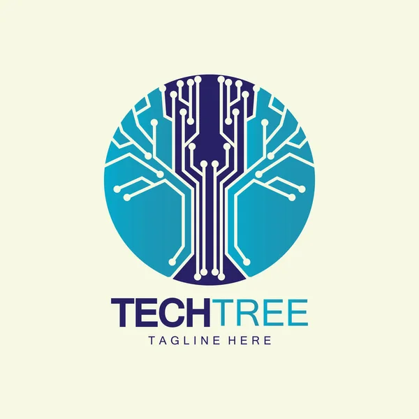 Концепція Логотипу Технології Дерева Зелена Мережева Технологія Логотип Вектор Технічне — стоковий вектор