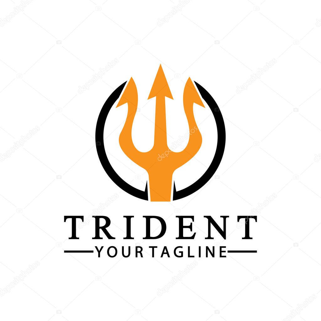 Vintage Trident Spear of Poseidon Neptune God Triton King logo design