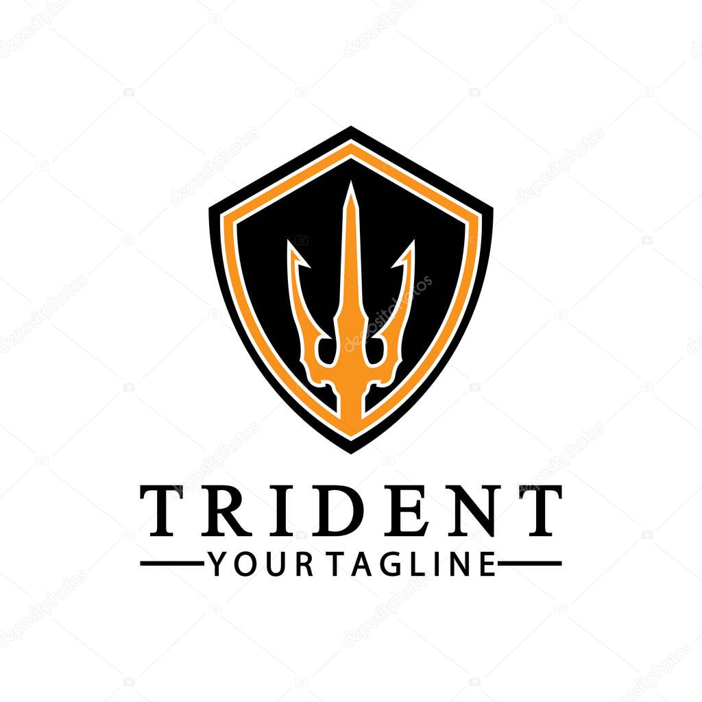 Vintage Trident Spear of Poseidon Neptune God Triton King logo design