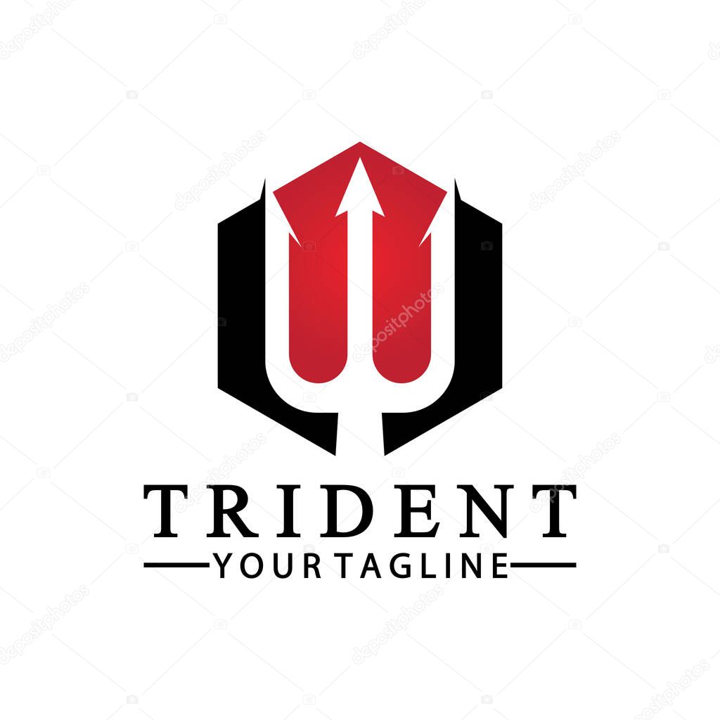 Vintage Trident Spear of Poseidon Neptune God Triton King logo design