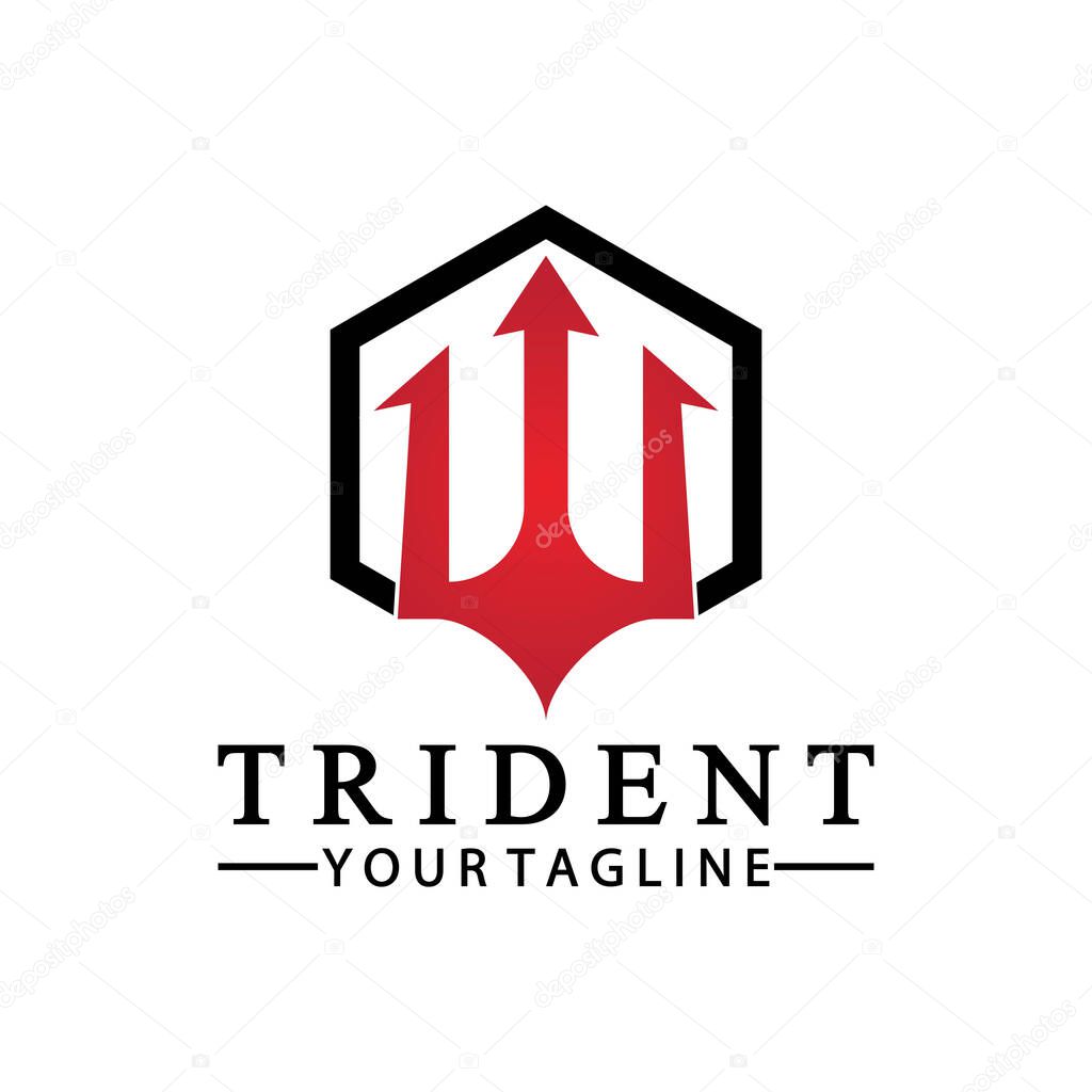 Vintage Trident Spear of Poseidon Neptune God Triton King logo design