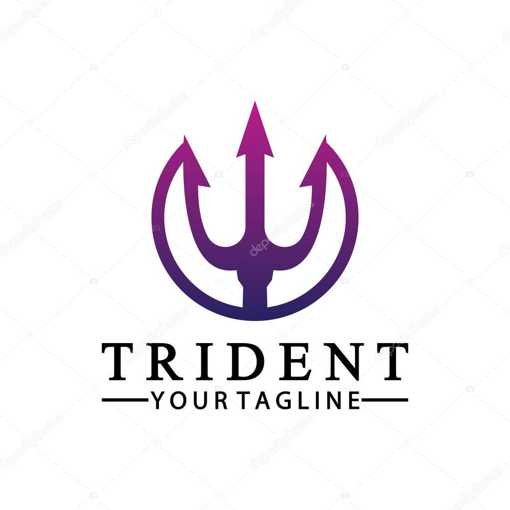 Vintage Trident Spear of Poseidon Neptune God Triton King logo design