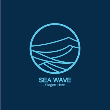 deniz okyanusu dalga çizgisi logosu basit tek yönlü vektör simgesi çizimi