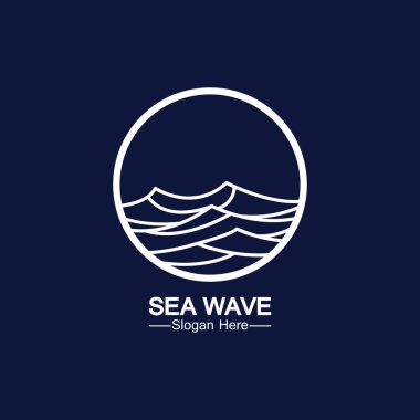deniz okyanusu dalga çizgisi logosu basit tek yönlü vektör simgesi çizimi