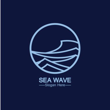 deniz okyanusu dalga çizgisi logosu basit tek yönlü vektör simgesi çizimi