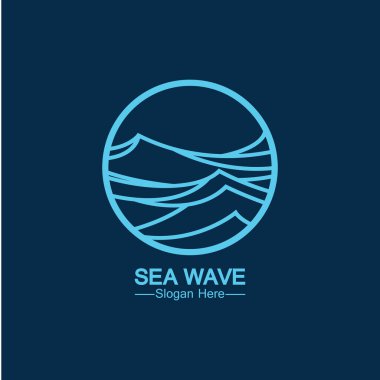 deniz okyanusu dalga çizgisi logosu basit tek yönlü vektör simgesi çizimi