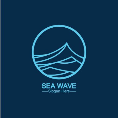deniz okyanusu dalga çizgisi logosu basit tek yönlü vektör simgesi çizimi