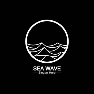 deniz okyanusu dalga çizgisi logosu basit tek yönlü vektör simgesi çizimi