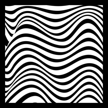 Moda Çizgili Yüzey Desenli Akışkan Dalgaların Soyut Geometrik Arkaplanı - Siyah ve Beyaz, Vektör Girdapları