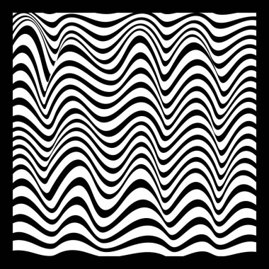 Moda Çizgili Yüzey Desenli Akışkan Dalgaların Soyut Geometrik Arkaplanı - Siyah ve Beyaz, Vektör Girdapları