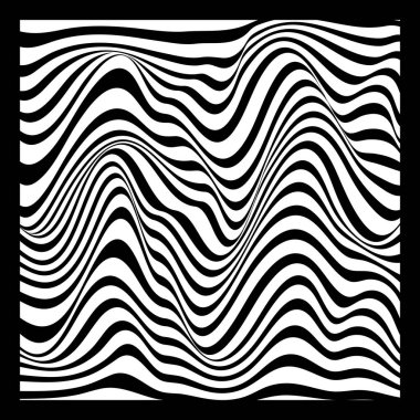 Moda Çizgili Yüzey Desenli Akışkan Dalgaların Soyut Geometrik Arkaplanı - Siyah ve Beyaz, Vektör Girdapları