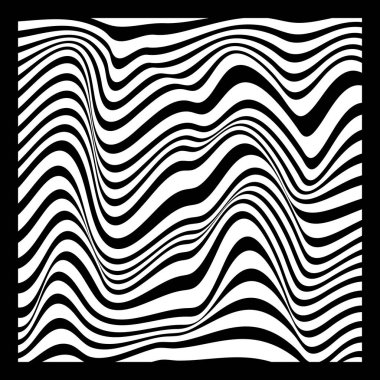 Moda Çizgili Yüzey Desenli Akışkan Dalgaların Soyut Geometrik Arkaplanı - Siyah ve Beyaz, Vektör Girdapları