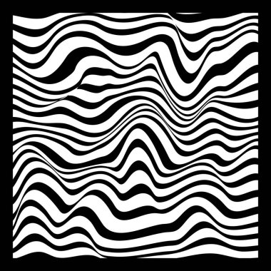 Moda Çizgili Yüzey Desenli Akışkan Dalgaların Soyut Geometrik Arkaplanı - Siyah ve Beyaz, Vektör Girdapları
