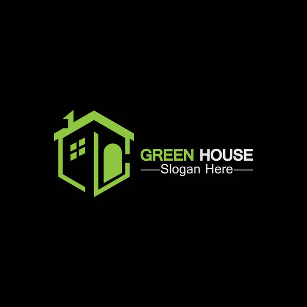 Logotipo Casa Verde Ideas Del Logotipo Las Propiedades Inmobiliarias Concepto — Vector de stock