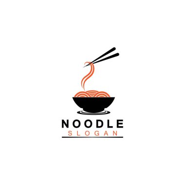 Erişte logosu vektör ikon tasarım şablonu. Beyaz arka planda ramen, erişte, fast food restoranları, Kore yemeği, Japon yemeği veya başka herhangi bir iş için uygun..