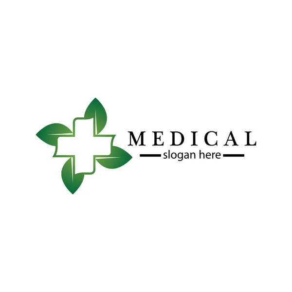 Cruz Médica Hoja Hierbas Logotipo Farmacia Medicina Símbolo Salud Médica — Archivo Imágenes Vectoriales