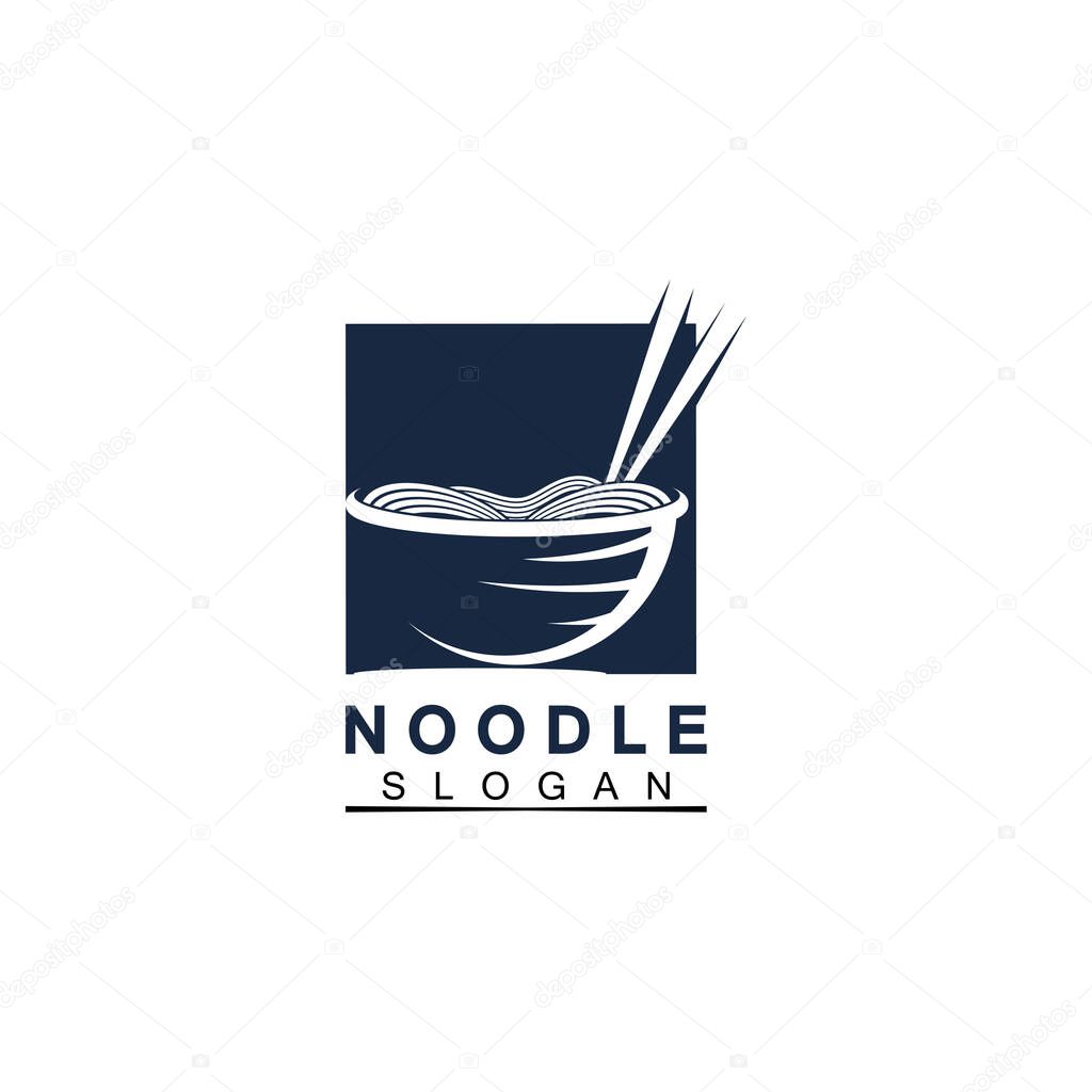 Noodle logo Vector Icon llustration design template.Suitable for any business related to ramen, noodles, fast food restaurants, Korean food, Japanese food or any other business on a white background.