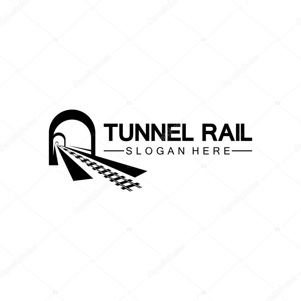 Rail with tunnel logo icon vector design template