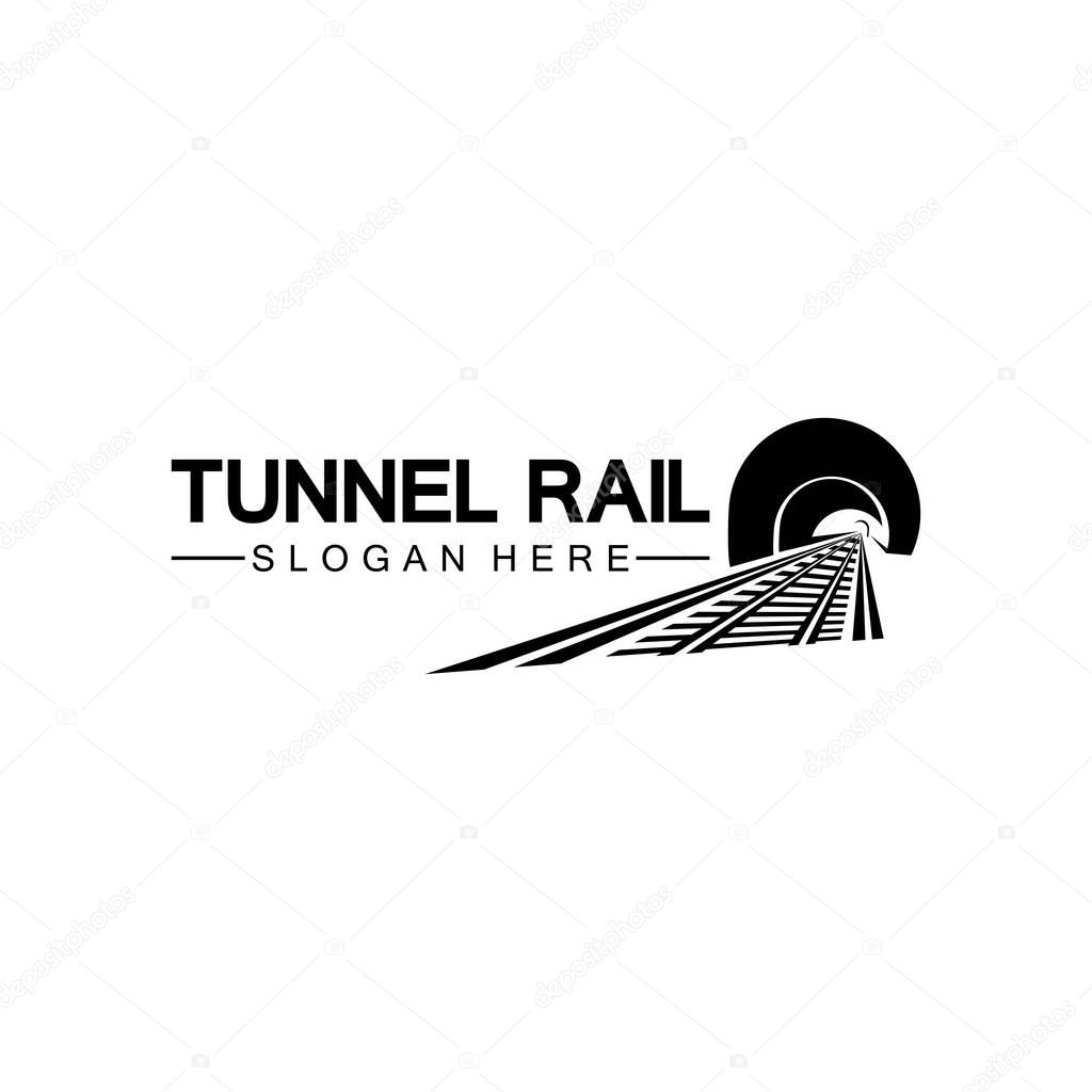 Rail with tunnel logo icon vector design template