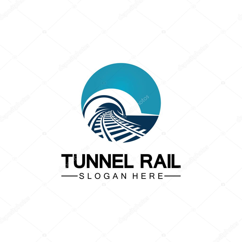 Rail with tunnel logo icon vector design template