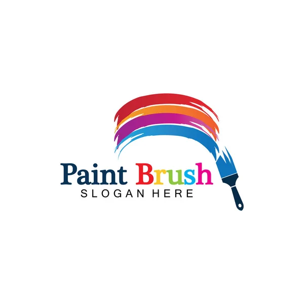 Abstract Vector Painting Brush Colorful Paint Splash Icon Emblem Logo — Stock Vector
