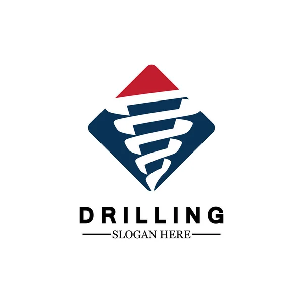  Matkap logosu tasarım şablonu, madencilik / ticaret / delik / sondaj işi / petrol sondajı logosu. Diğer şirketler. Vektör illüstrasyonu.