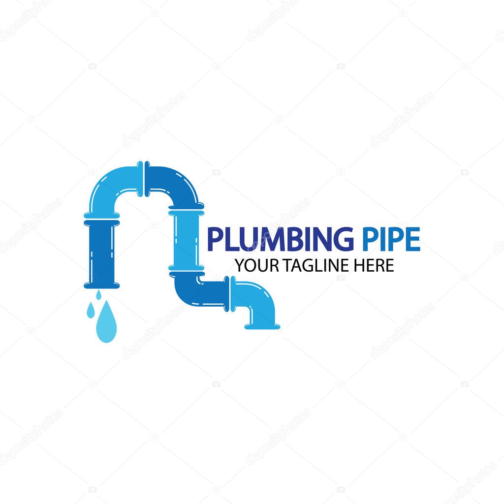 Pipe Plumbing logo vector Design Template,Plumbing logo vector design template. water pipe logo design.Leaking water logotype,Design Concept, Creative Symbol, Icon